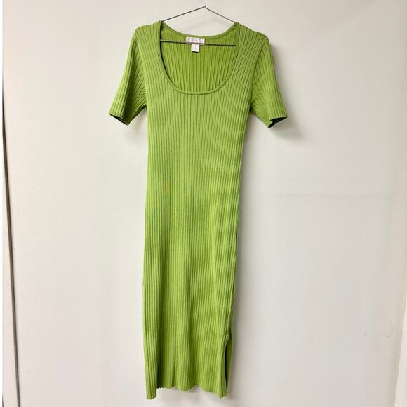 Rachel Parcell RP Short Sleeve Ribbed Knit Bodycon Midi Dress Green Women's M - Picture 2 of 5